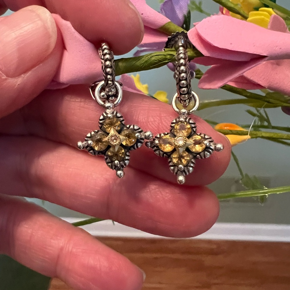 Barbara Bixby Citrine Reversible Earrings in Sterling Silver & 18k Gold